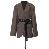 Women Belted Blazer Jacket