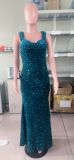 Women solid V-neck sequined halter evening dress mermaid dress