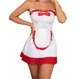 Women's Bow Bell Plush Tail Bunny Maid Sexy Strap Nightdress