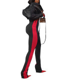 Fall-Winter Women's Casual High-Waist Color Block Straight-Leg Pants