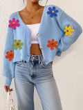 Fall-Winter Women's Embroidered Multi-Color Floral Patchwork Cardigan