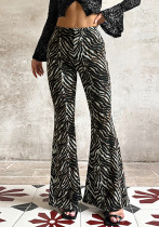 Fall Women's Casual Beaded Bell Bottom Loose Wide-Leg Pants