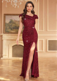 Spring Women's Chic Sexy Off-Shoulder Sequin Mermaid Formal Party Dress