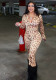 Fall-Winter Women's Leopard Print Bell Bottom Zipper Jumpsuit