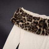 Fall Women's Sexy Leopard Print Patchwork Off-Shoulder Long-Sleeve Top