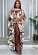 Women's African Print Drawstring Lace-Up Loose Top Casual Wide-Leg Pants Two-Piece Set