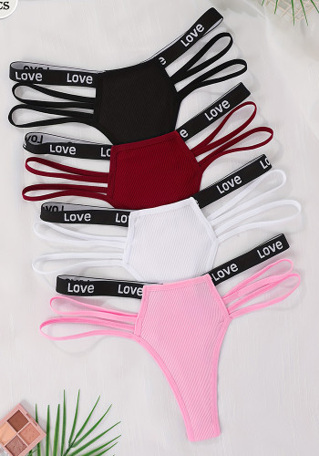 Fashion Multi-Color Sexy Letter Love Print Seamless Thong