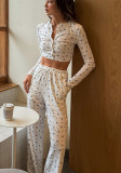 Fall Women's Comfortable Print Pajama Set