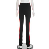 Fall-Winter Women's Casual High-Waist Color Block Straight-Leg Pants