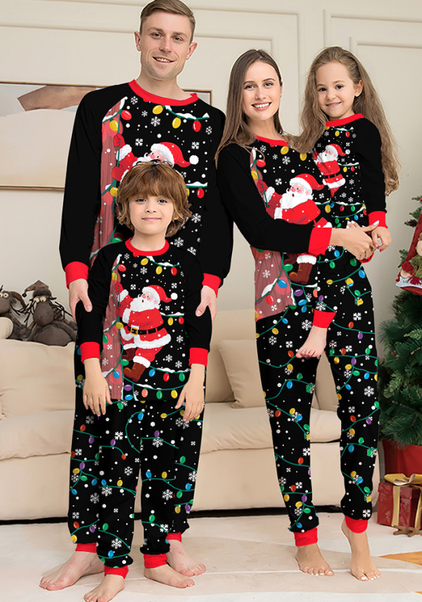Christmas Family Santa Light Print 3-4 Member Pajama Set