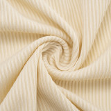 Fall-Winter Women's Ribbed Halter Neck U-Neck Three-Piece Pants Set