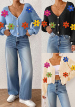 Fall-Winter Women's Embroidered Multi-Color Floral Patchwork Cardigan Fall-Winter Women's Embroidered Multi-Color Floral Patchwork Cardigan