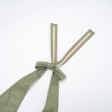 Fall Women's Sexy Faux Leather Metal Decor Halter Neck Low Back Dress