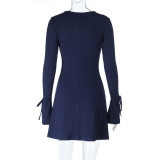 Fall-Winter Women's Sexy Lace Long-Sleeve Slim Waist Bodycon Dress