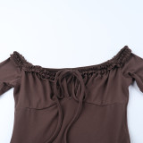 Fall Women's Sexy Off-Shoulder Ruffle Long-Sleeve Dress