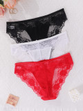 Women's Sexy Lace Low-Rise Mesh Transparent Comfortable Triangle Panties
