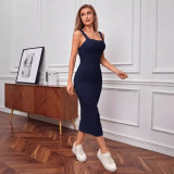 Fall Comfortable Casual Ribbed Coat Dress Two-Piece Set