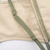 Fall Women's Sexy Faux Leather Metal Decor Halter Neck Low Back Dress