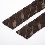 Fall Women's Fashion Wave Pattern Sexy Deep V-Neck Bell Sleeve Bodycon Dress