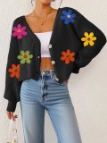 Fall-Winter Women's Embroidered Multi-Color Floral Patchwork Cardigan