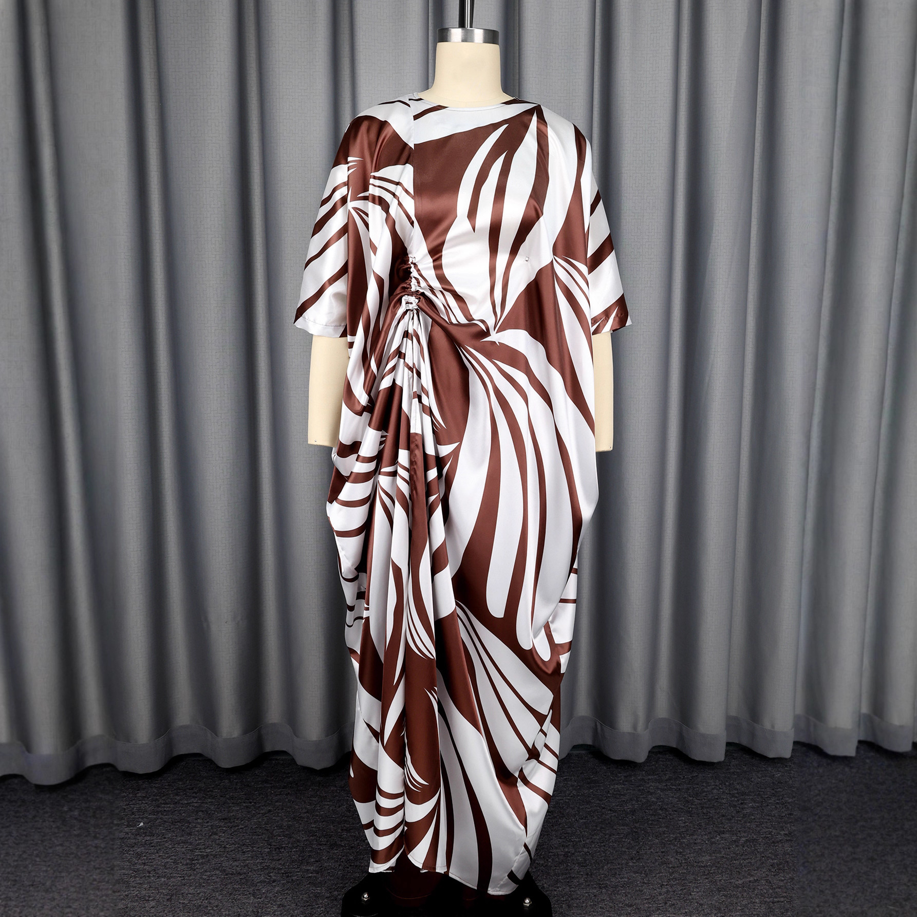 Women's African Print Drawstring Lace-Up Loose Top Casual Wide-Leg Pants Two-Piece Set