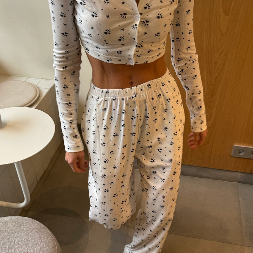 Fall Women's Comfortable Print Pajama Set