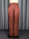 Women's African Print Drawstring Lace-Up Loose Top Casual Wide-Leg Pants Two-Piece Set