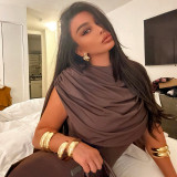 Women Sleeveless Sexy Dress with Swing Neck