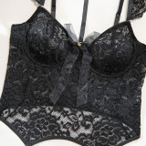 Women Lace Cross Sexy Three-Piece Lingerie