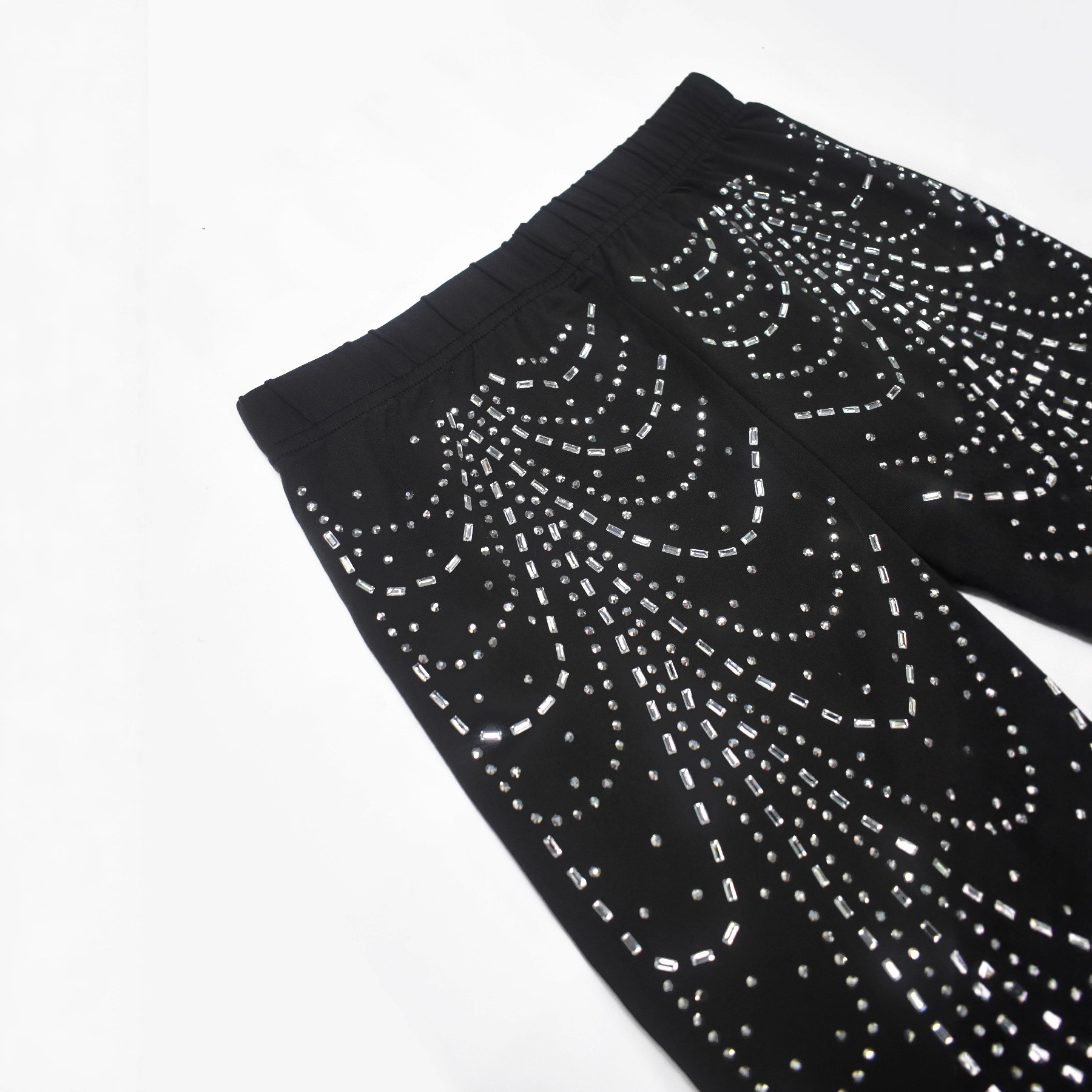 Women autumn rhinestone hollow-out sexy long-sleeved top and pant set