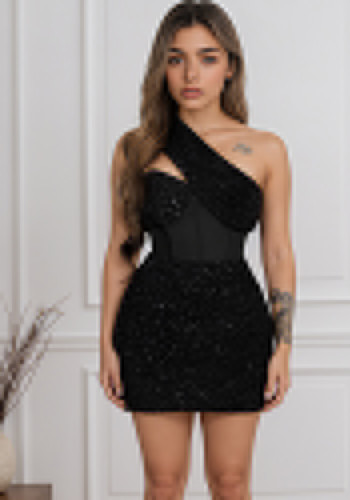 Women Rhinestone Hollow-out Maxi Dress