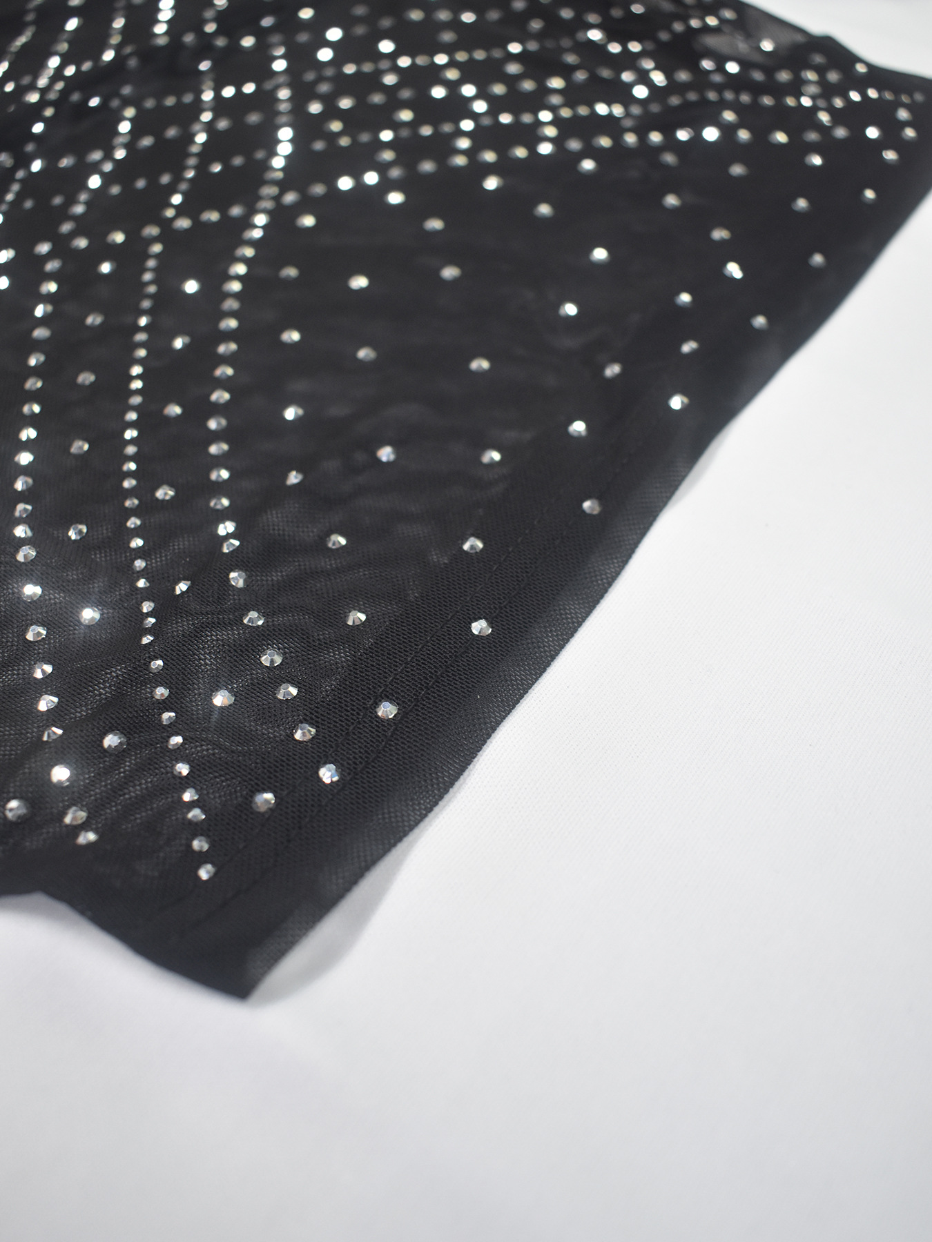 Women autumn rhinestone mesh sexy long-sleeved top and pant set