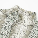 Women Autumn/Winter Snake Print Sexy Round Ring Long-Sleeved Hollow-Out Dress