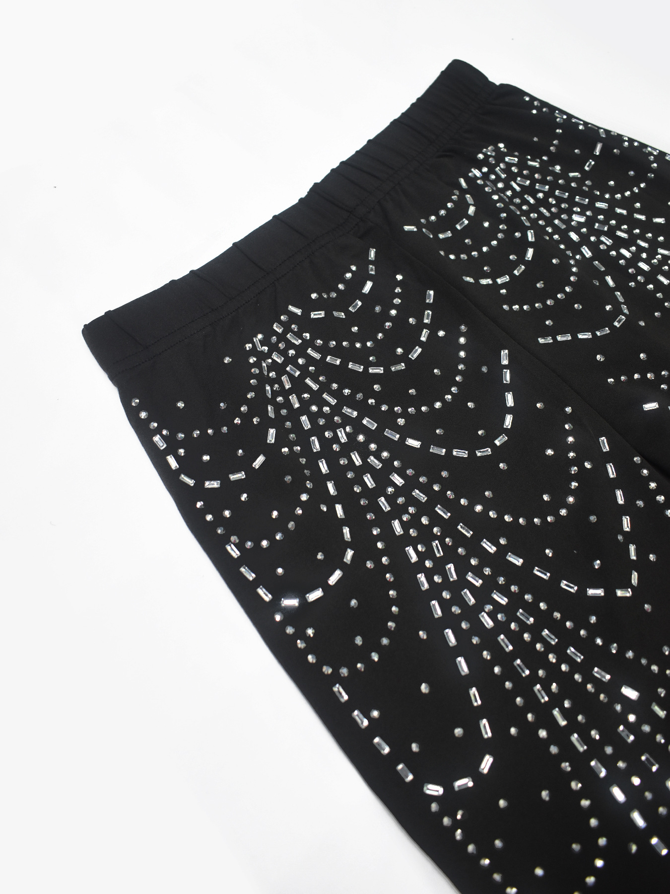 Women autumn rhinestone hollow-out sexy long-sleeved top and pant set