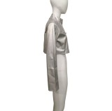 Women Autumn/Winter Stand Collar Zipper Pu-Leather Jacket