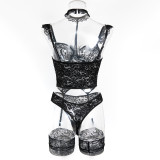 Women Lace Cross Sexy Three-Piece Lingerie