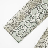 Women Autumn/Winter Snake Print Sexy Round Ring Long-Sleeved Hollow-Out Dress