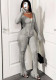 Women sexy knitting crochet casual top and pant set