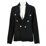 Women Solid Long-Sleeved Autumn/Winter Pocket Blazer