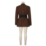 American Sports Casual Digital Print Long-Sleeved Round Neck Top