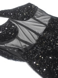 Women Rhinestone Hollow-out Maxi Dress