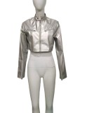 Women Autumn/Winter Stand Collar Zipper Pu-Leather Jacket
