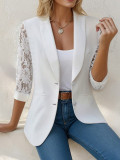 Women Elegant Solid Lace Wear Blazer