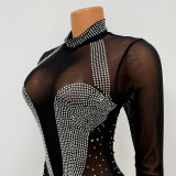 Women mesh sexy see-through bodycon dress