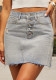 Women's Summer Light Wash Ripped Denim Bodycon Skirt