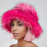 Unisex Warm Plush Bucket Hat Faux Fur Outdoor Hat