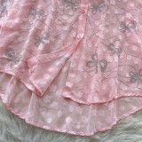 Women's Fashion Butterfly Beaded Thin Loose Chiffon Shirt