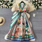 Women's Elegant French One-Piece Chic Puff Sleeve Gown