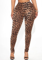 Women's Autumn Sexy Leopard Print Low Waist Tight Fitting Slim Trousers