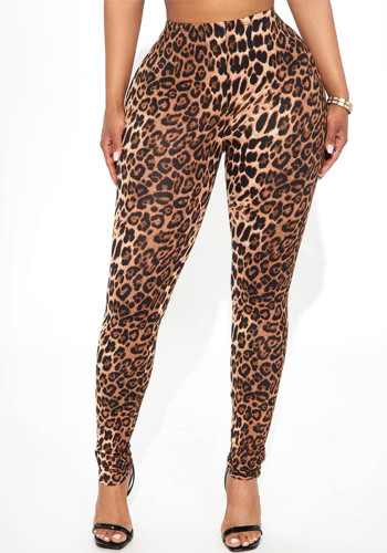 Women's Autumn Sexy Leopard Print Low Waist Tight Fitting Slim Trousers